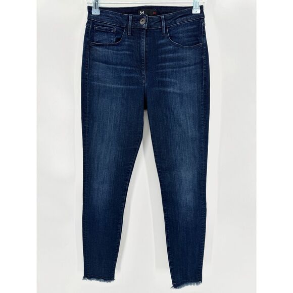 3X1 W3 Dark Wash Raw Hem High Rise Skinny Ankle Jeans in Scuba Size 26 - Picture 1 of 7